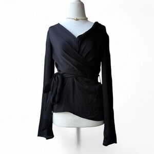 Max Studio Black Wrap Blouse